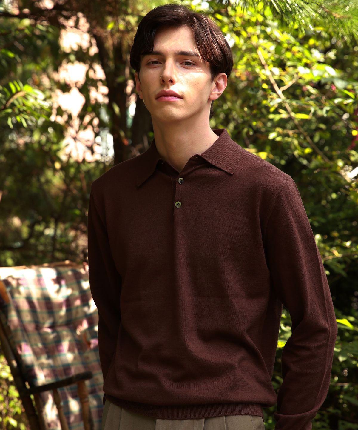 벨리프(BELLIEF) Essential Soft long sleeve polo knit (Brown)