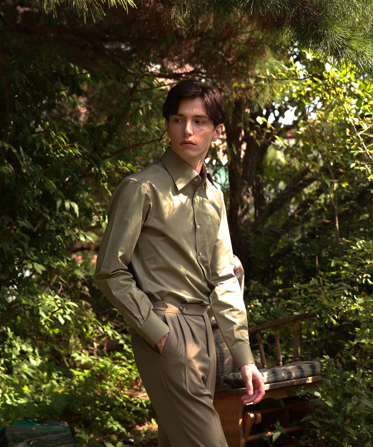 벨리프(BELLIEF) Essential Gaberdine cotton shirts (Olive)