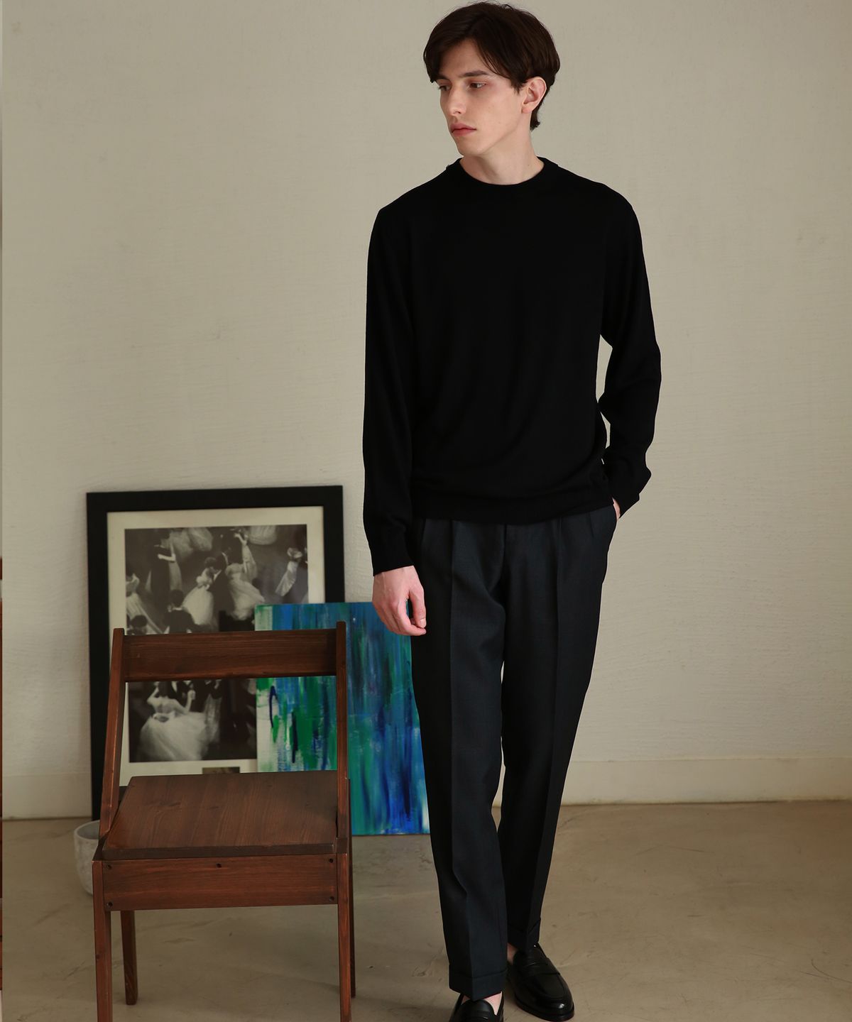 벨리프(BELLIEF) Wool soft two tuck adjust pants (Charcoal)