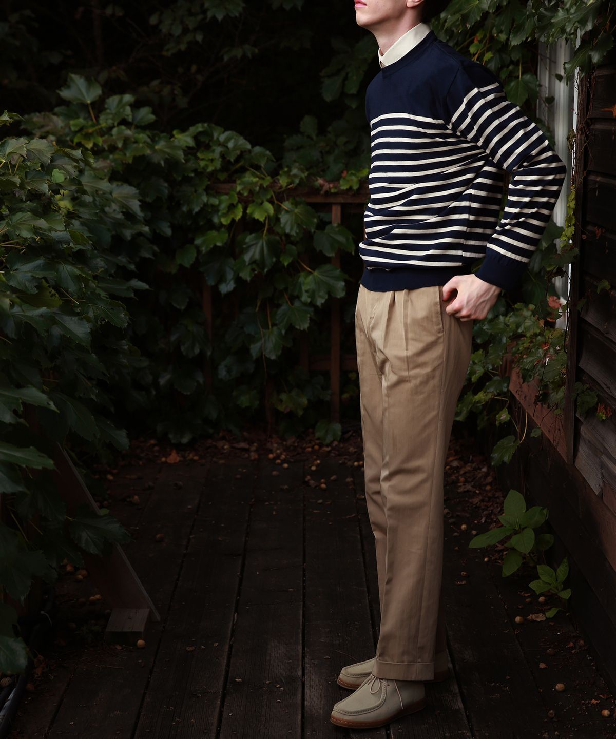 벨리프(BELLIEF) Essential cotton two tuck banding chino pants (beige)