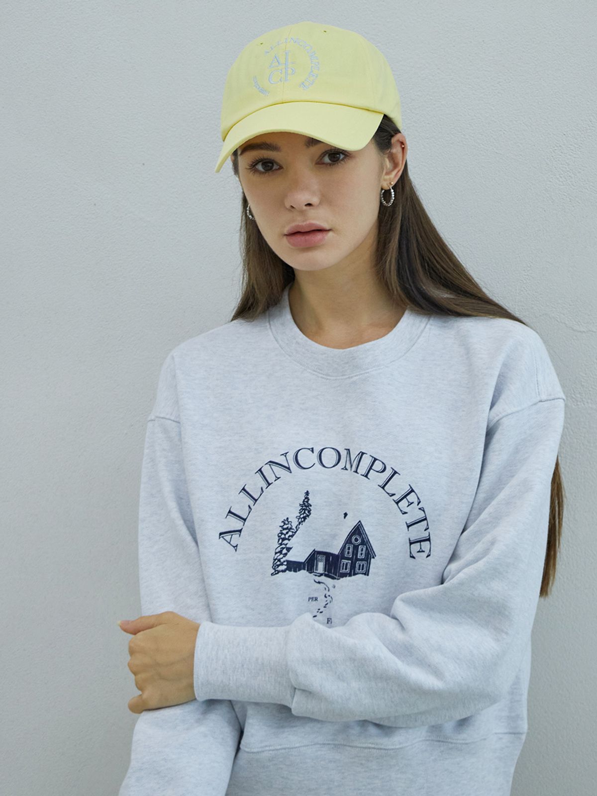 올인컴플리트(ALLINCOMPLETE) 라운드 로고 볼캡 (레몬)
