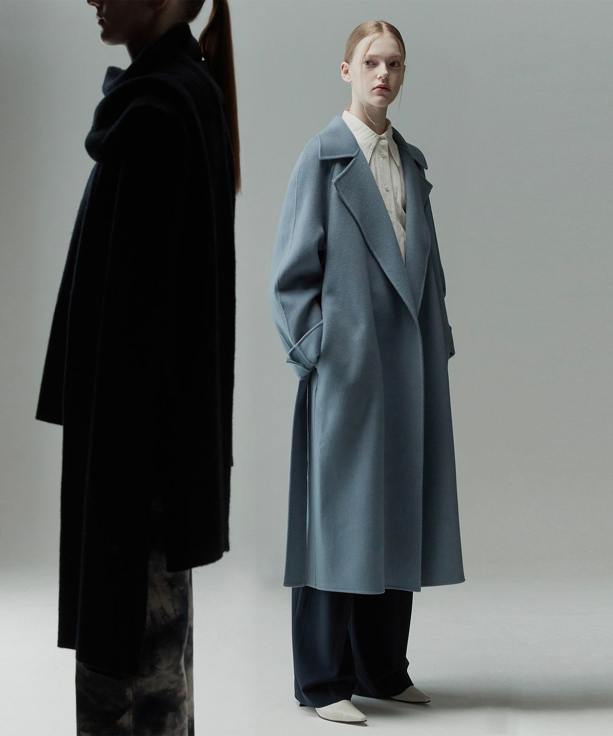 리이(RE RHEE) HANDMADE WOOL BELTED COAT CL