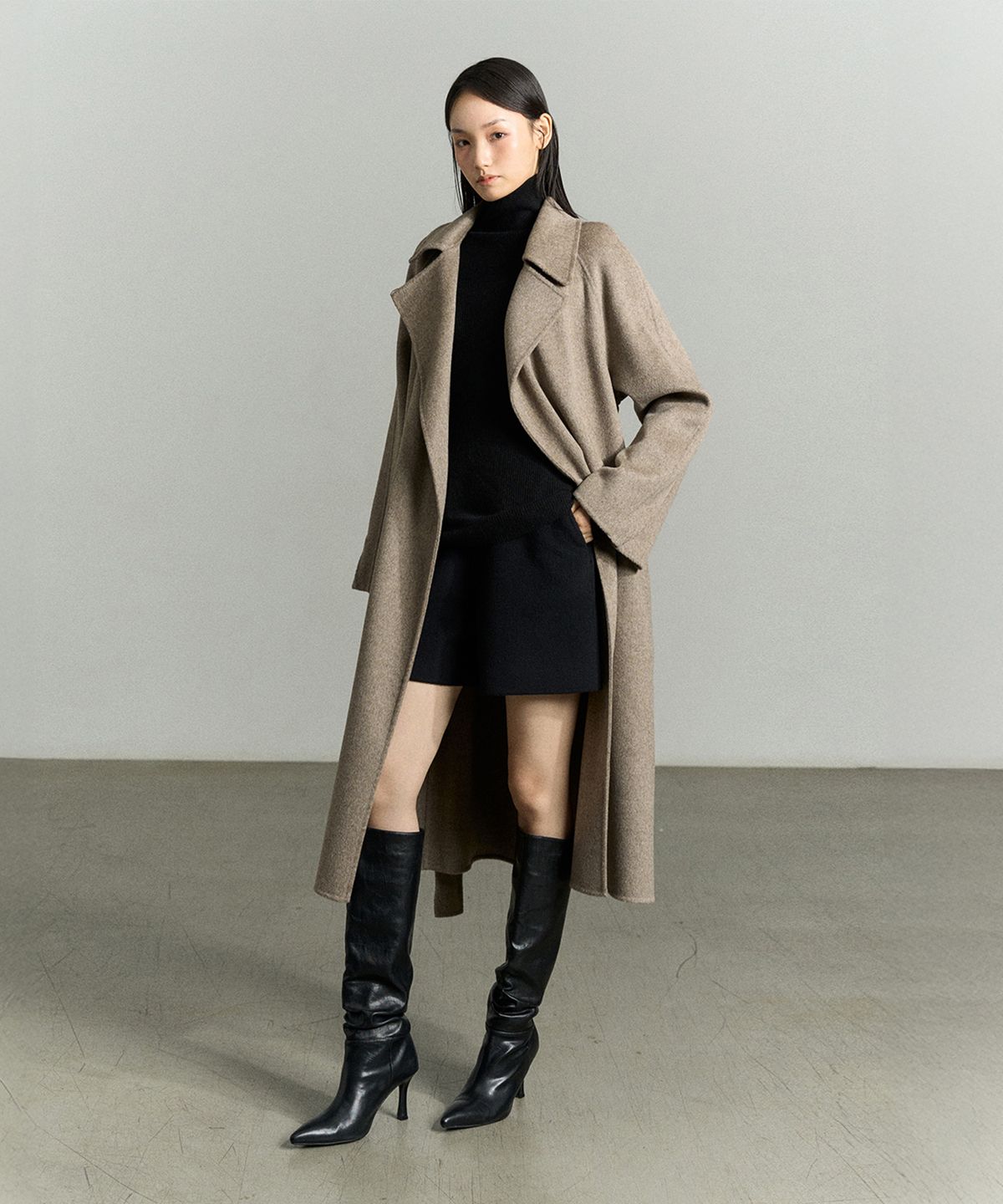 리이(RE RHEE) HANDMADE WOOL BELTED COAT MO