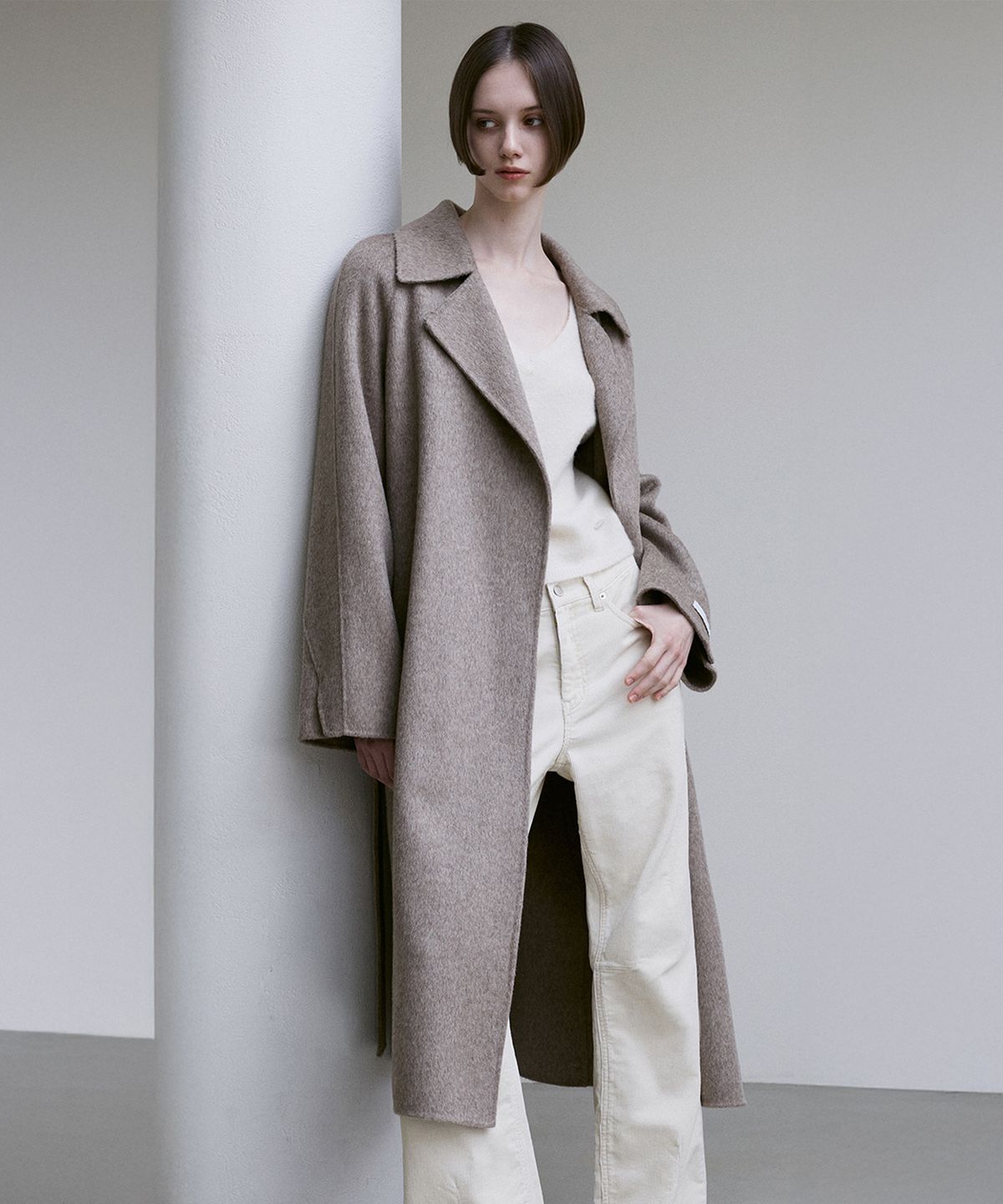 리이(RE RHEE) HANDMADE WOOL BELTED COAT MO