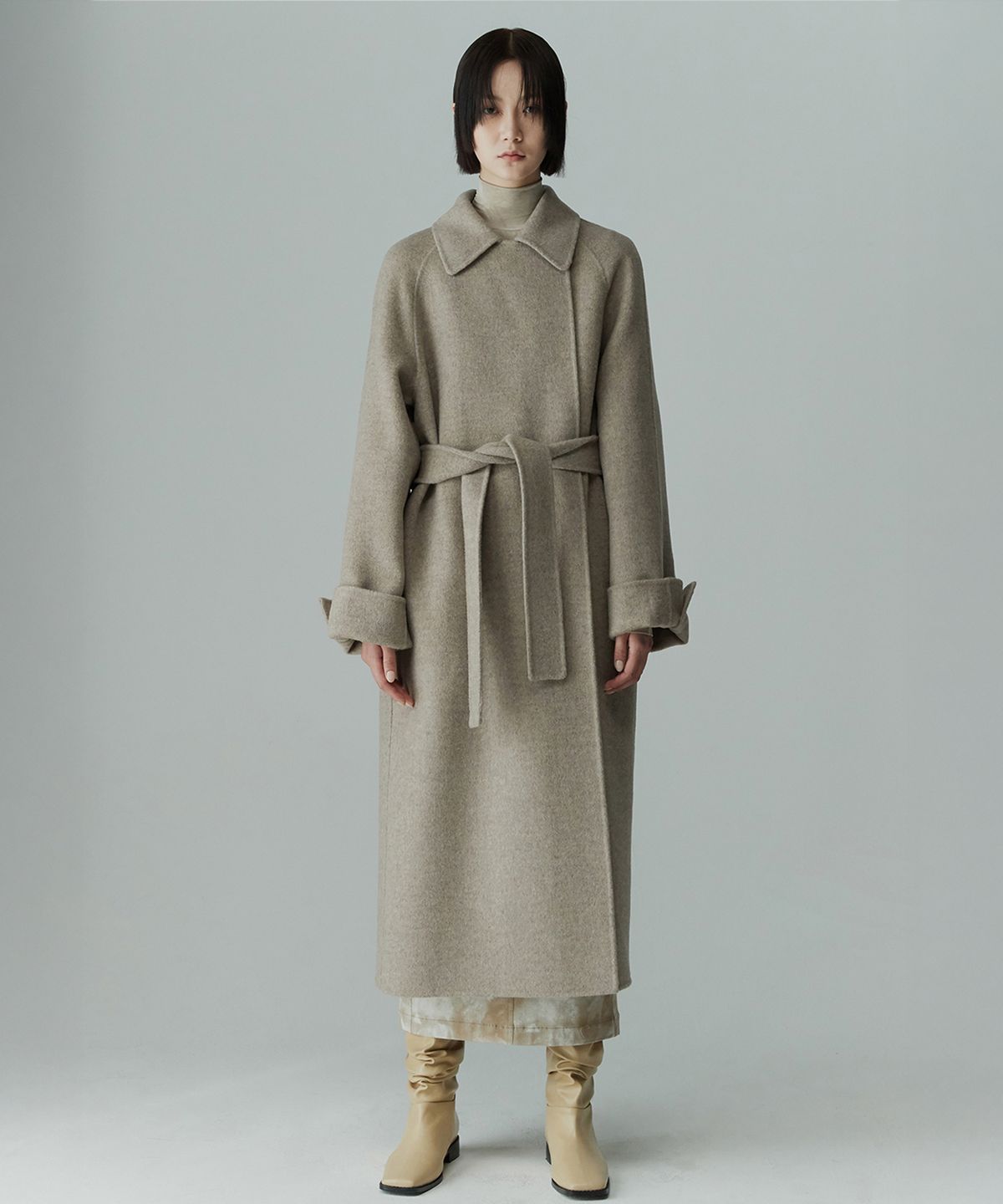 리이(RE RHEE) HANDMADE WOOL BELTED COAT MO