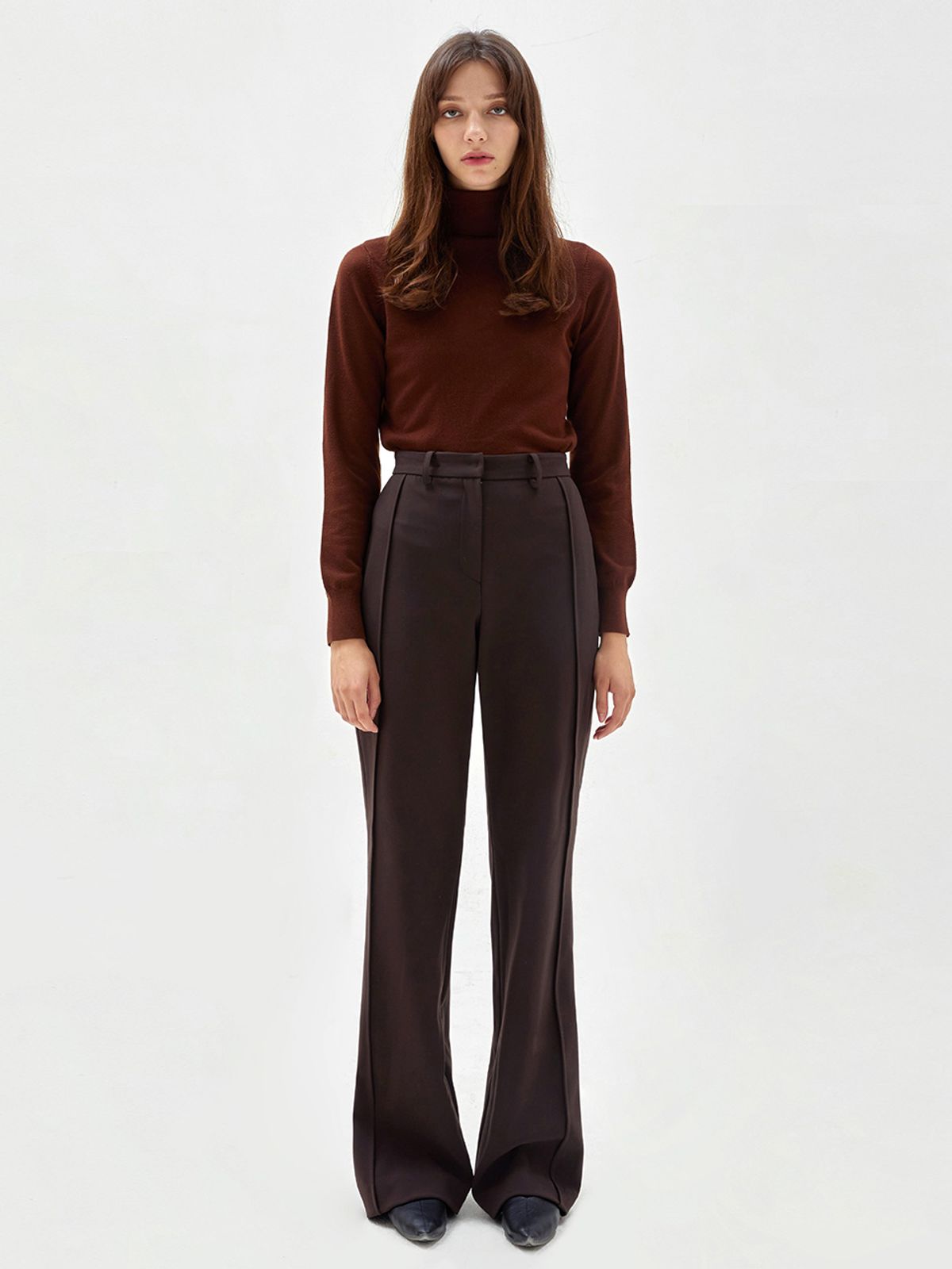 해브레스(HAVELESS) LINED BOOTS CUT TROUSERS BROWN
