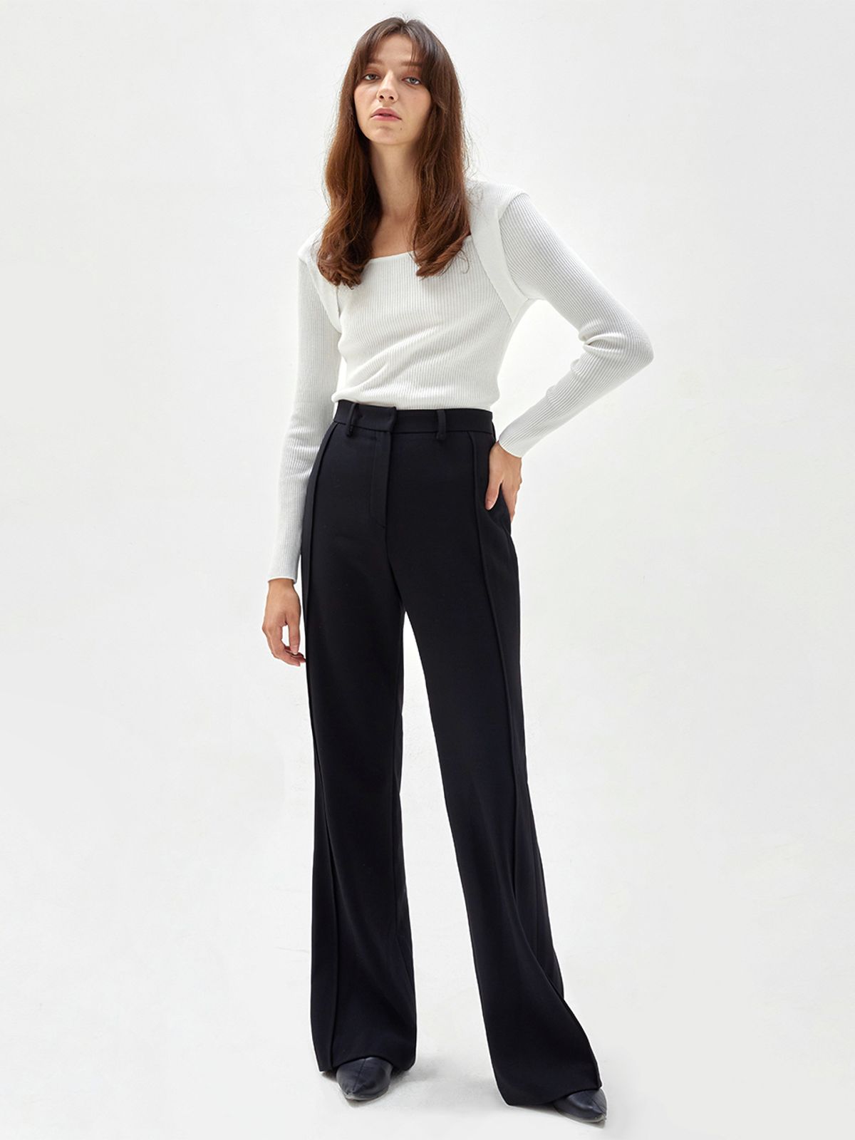 해브레스(HAVELESS) LINED BOOTS CUT TROUSERS BLACK