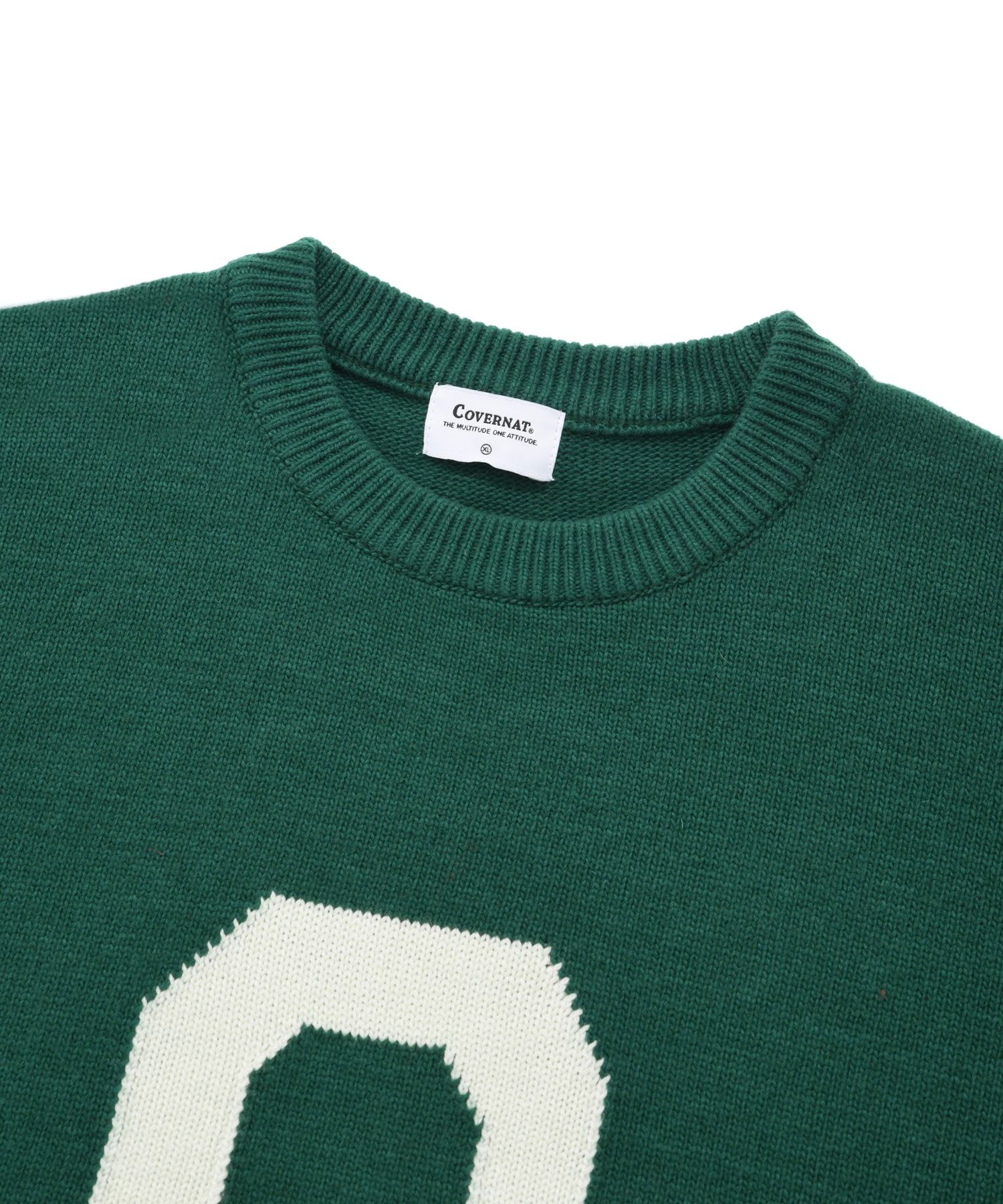 MUSINSA | COVERNAT Lambswool C logo crew neck knit green