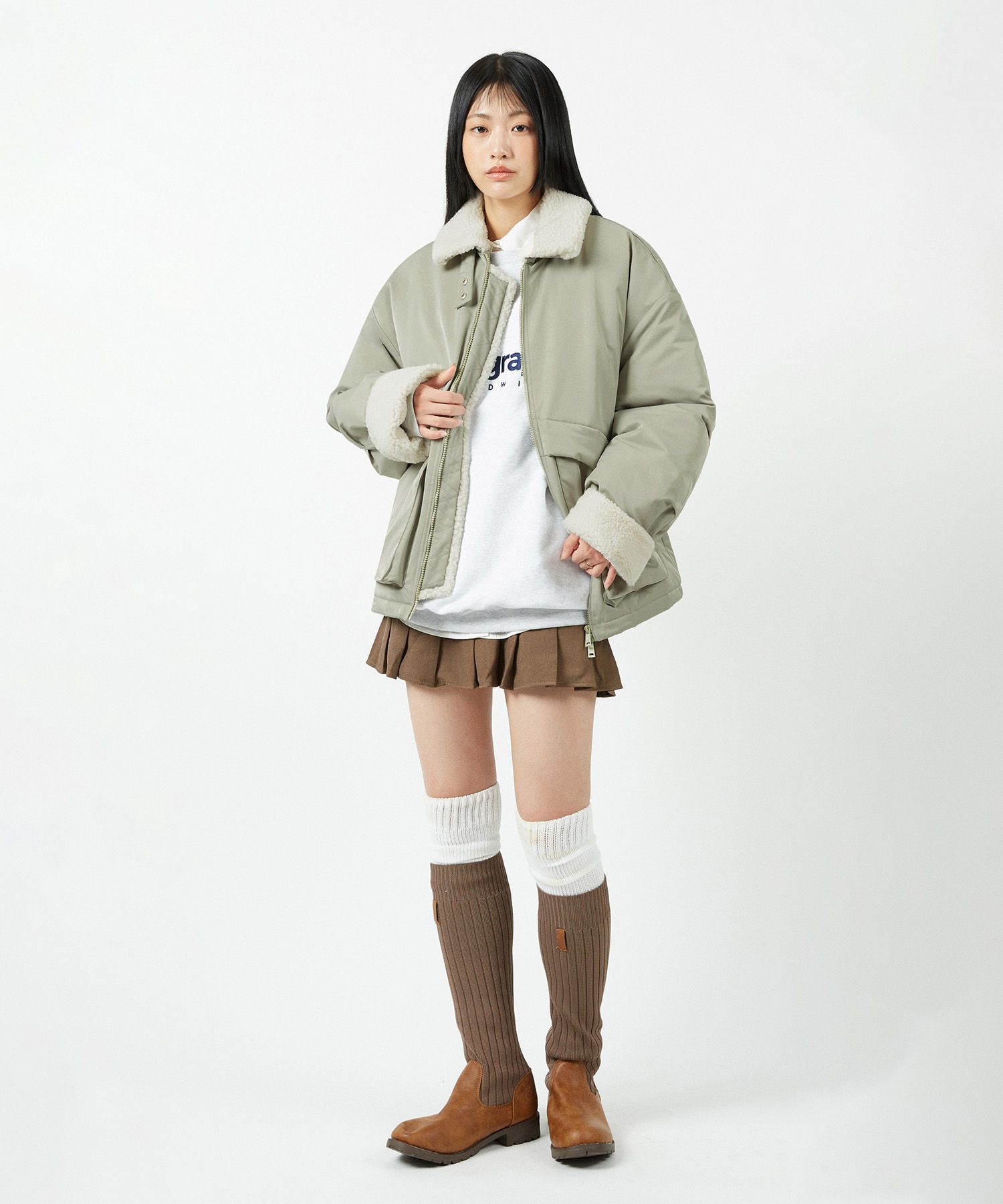 MUSINSA | Codegraphy Heavy boa fleece muton jacket_khaki