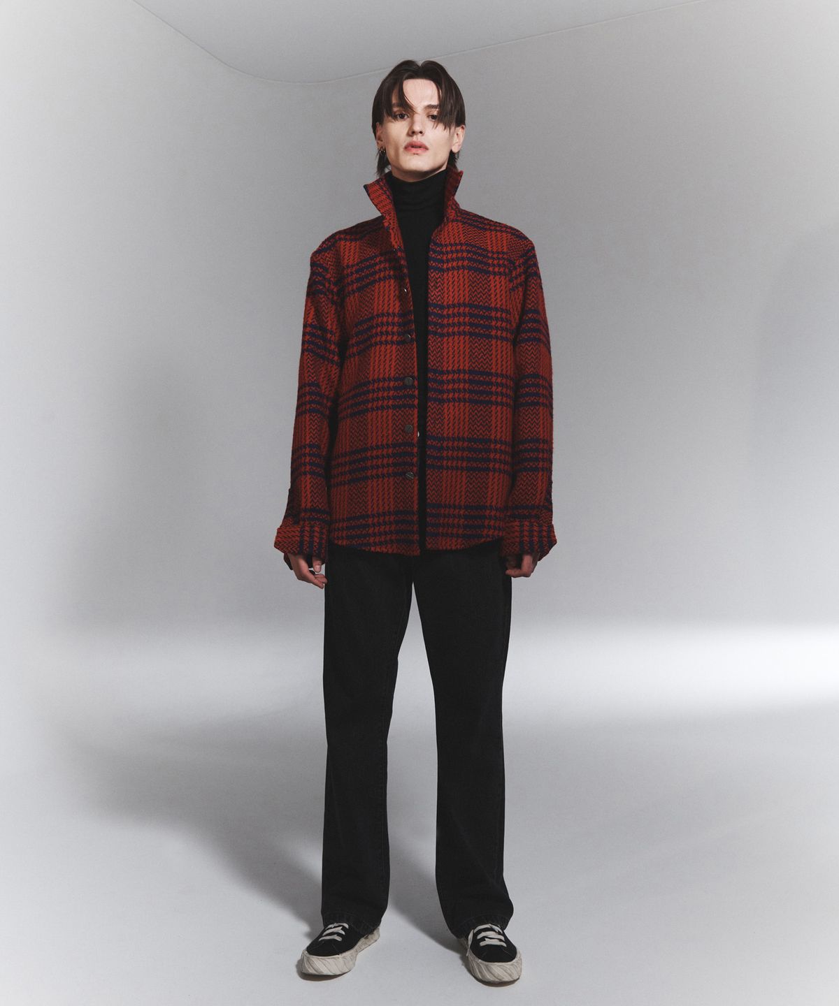 나이트플로우(NIGHT FLOW) Classic Checked Wool Shirt (Red)