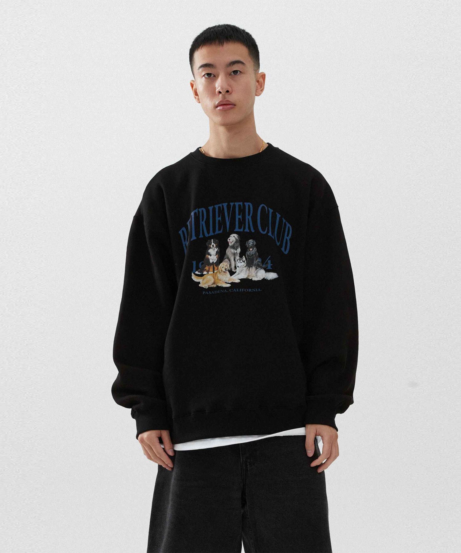 [RETRIEVER CLUB]22FW●UNISEX●RETRIEVER FRIENDS CREWNECK MUSINSA | RETRIEVER CLUB RETRIEVER FRIENDS CREWNECK [NAVY]