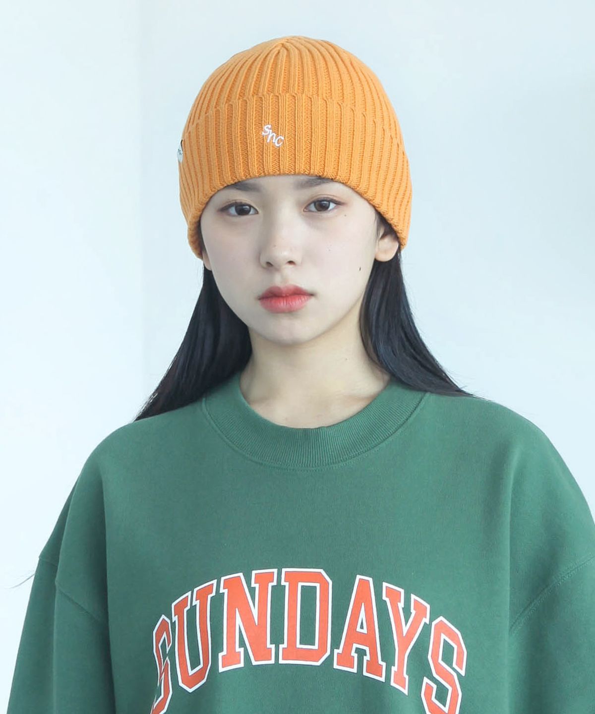 선데이하비클럽(SUNDAY HOBBY CLUB) 코튼 스몰 로고 비니-오렌지