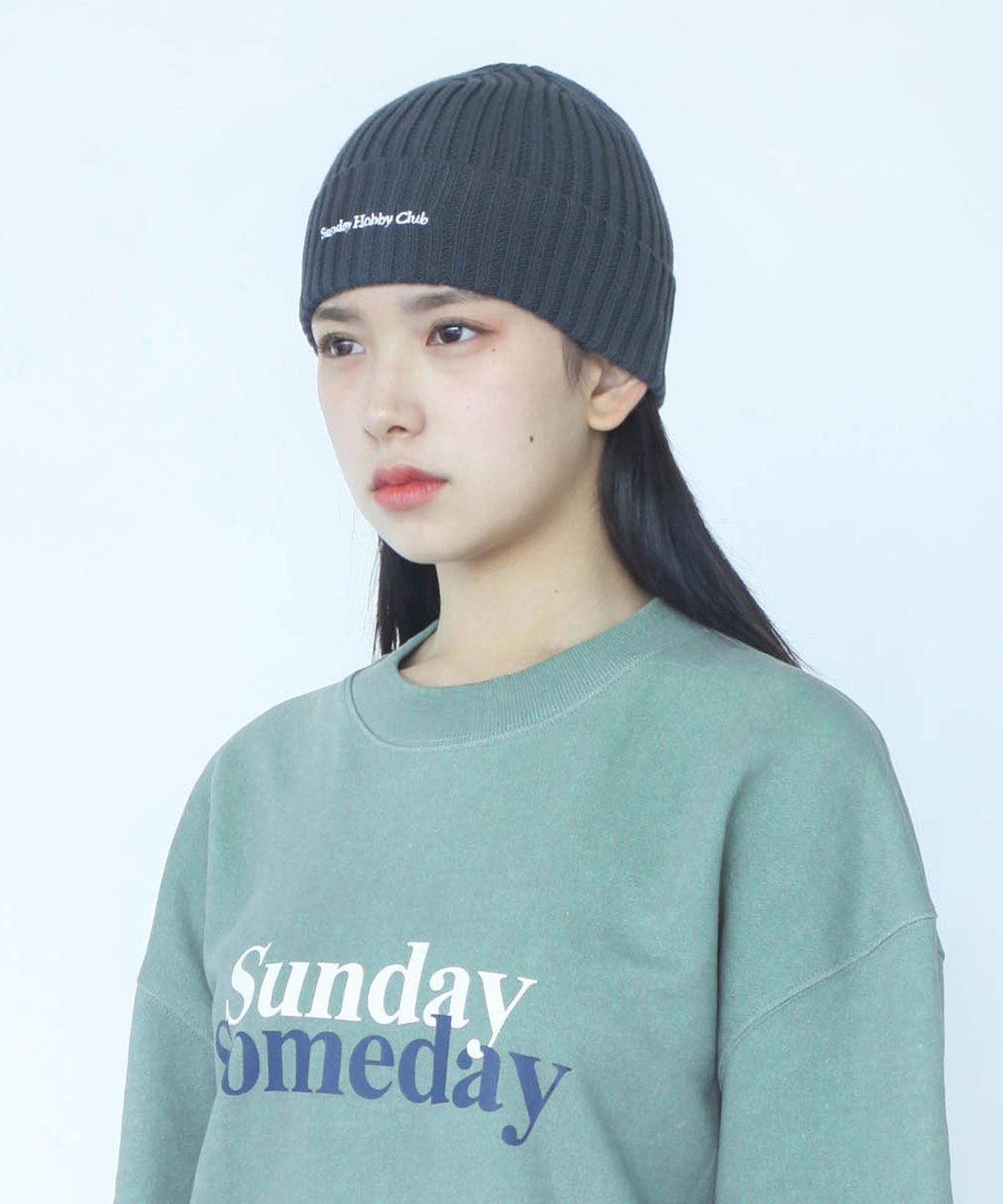 선데이하비클럽(SUNDAY HOBBY CLUB) 코튼 시그니처 로고 비니-다크 그레이