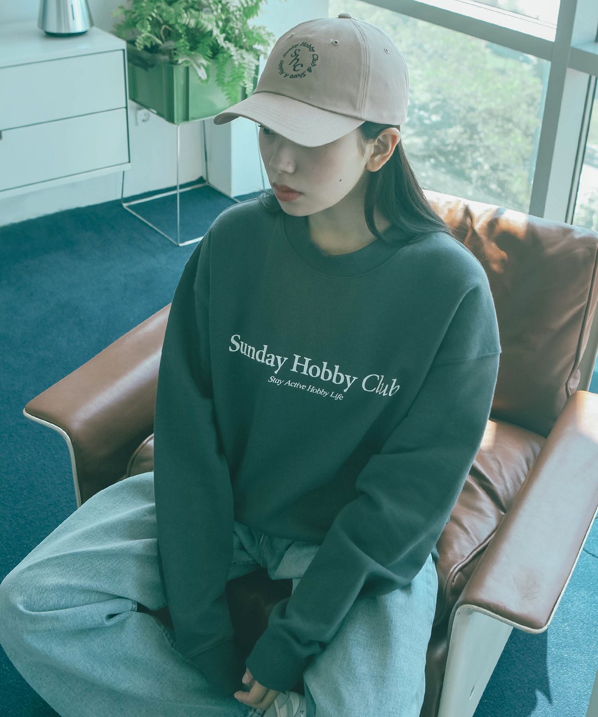 선데이하비클럽(SUNDAY HOBBY CLUB) SHC 써클 로고 커브캡-베이지
