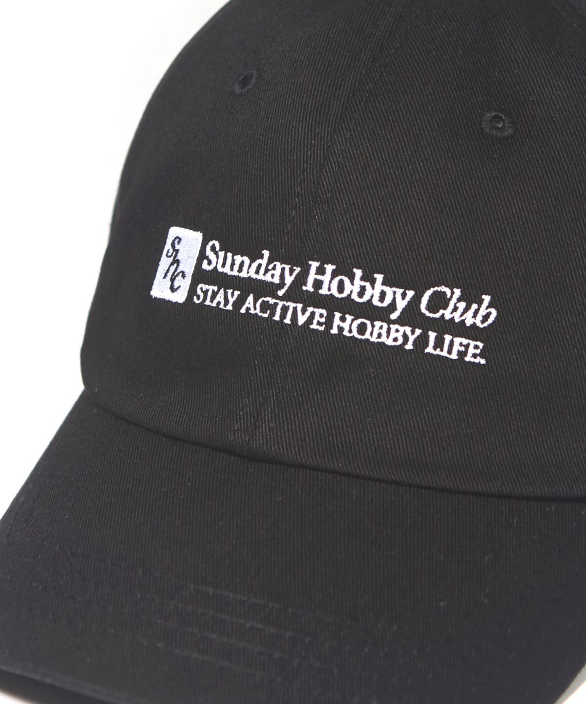 선데이하비클럽(SUNDAY HOBBY CLUB) 스퀘어 로고 커브캡-블랙