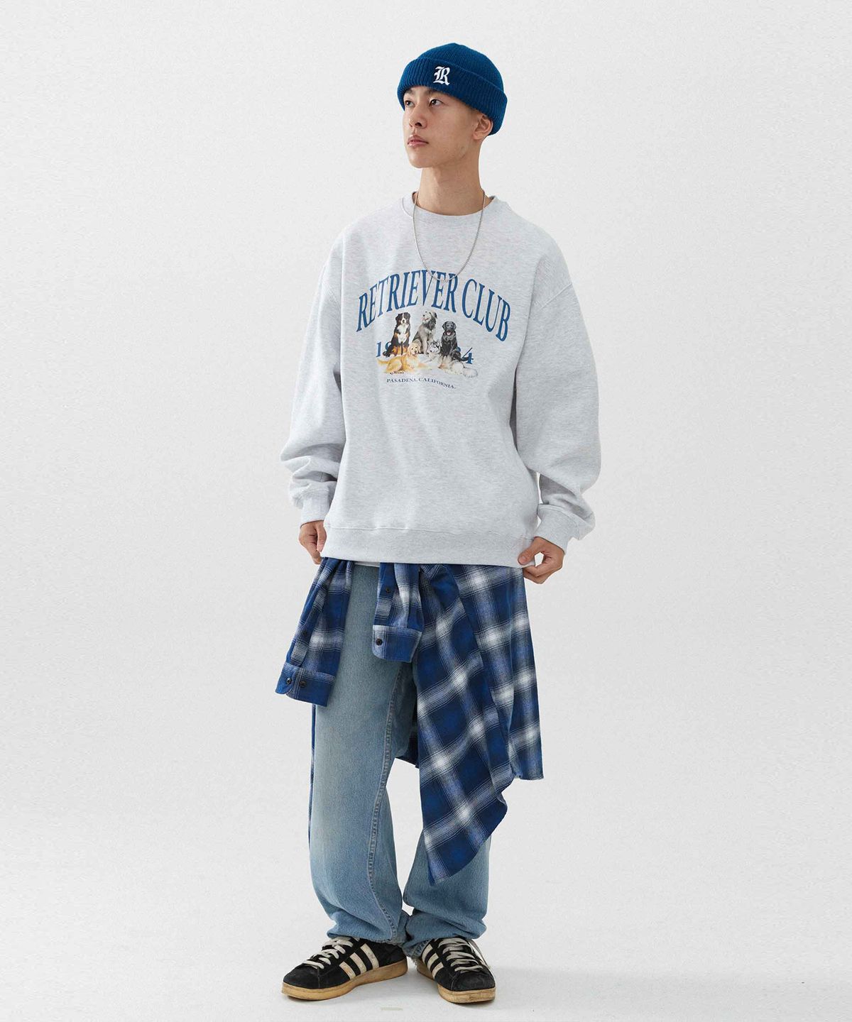 리트리버클럽(RETRIEVER CLUB) RETRIEVER FRIENDS CREWNECK [MELANGE GRAY]
