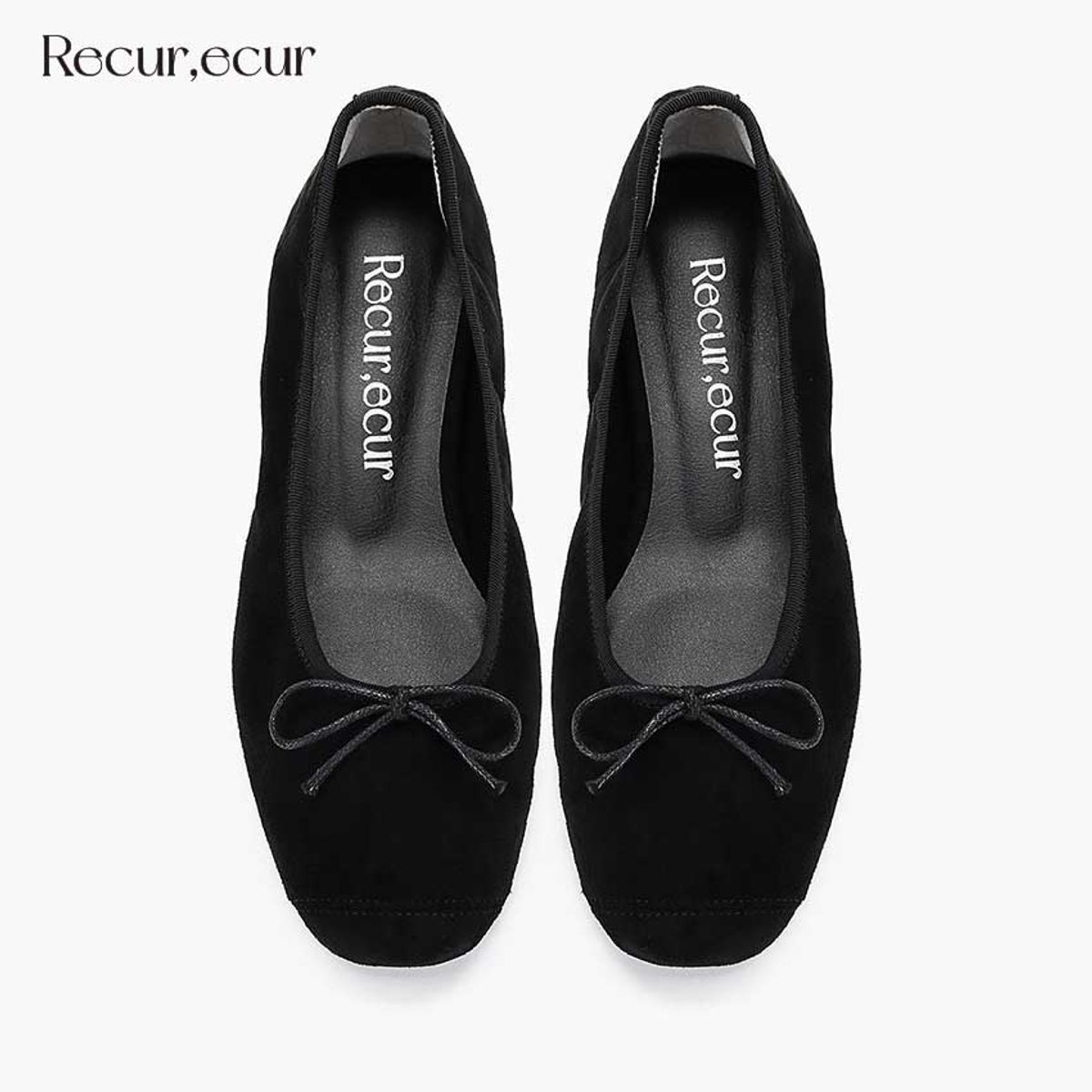 르쿠어에쿠어(RECUR ECUR) [마레 라인] 1350 르쿠어 에쿠어 지젤 플랫 블랙