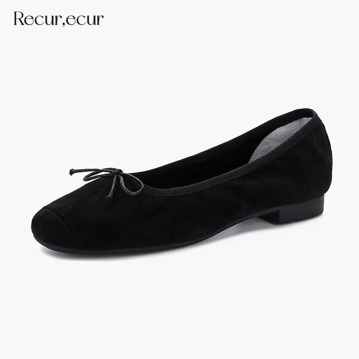 르쿠어에쿠어(RECUR ECUR) [마레 라인] 1350 르쿠어 에쿠어 지젤 플랫 블랙