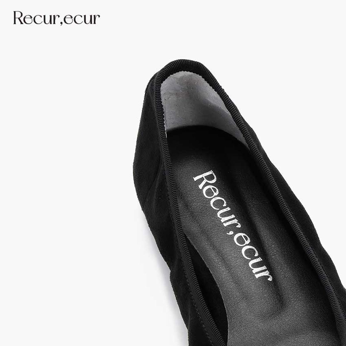 르쿠어에쿠어(RECUR ECUR) [마레 라인] 1350 르쿠어 에쿠어 지젤 플랫 블랙