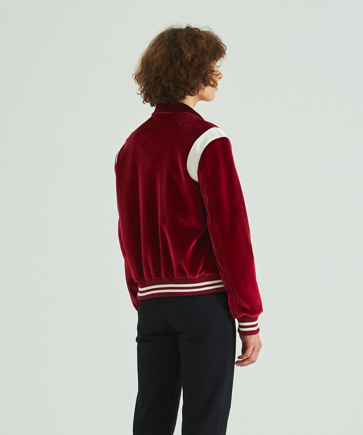 롤링스튜디오(ROLLINGSTUDIOS) VELVET VARSITY JACKET RED