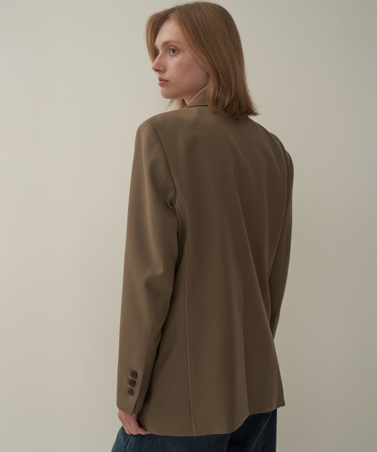 모트(MOTT) 울 스티치 자켓  - Khaki Beige