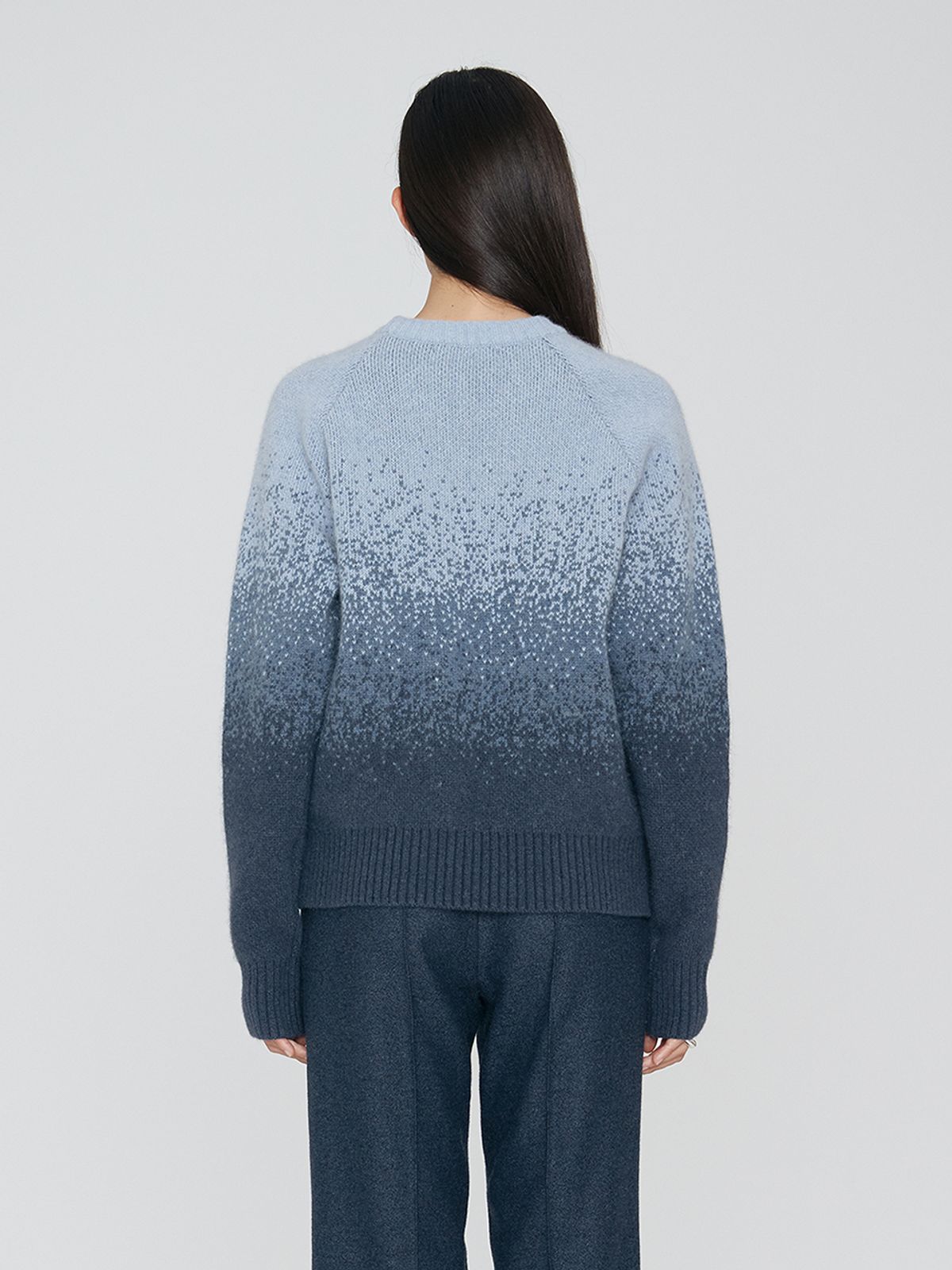 렘플레이스먼트(REMPLACEMENT) GRADATION JACQUARD PULLOVER - INDIGO DENIM