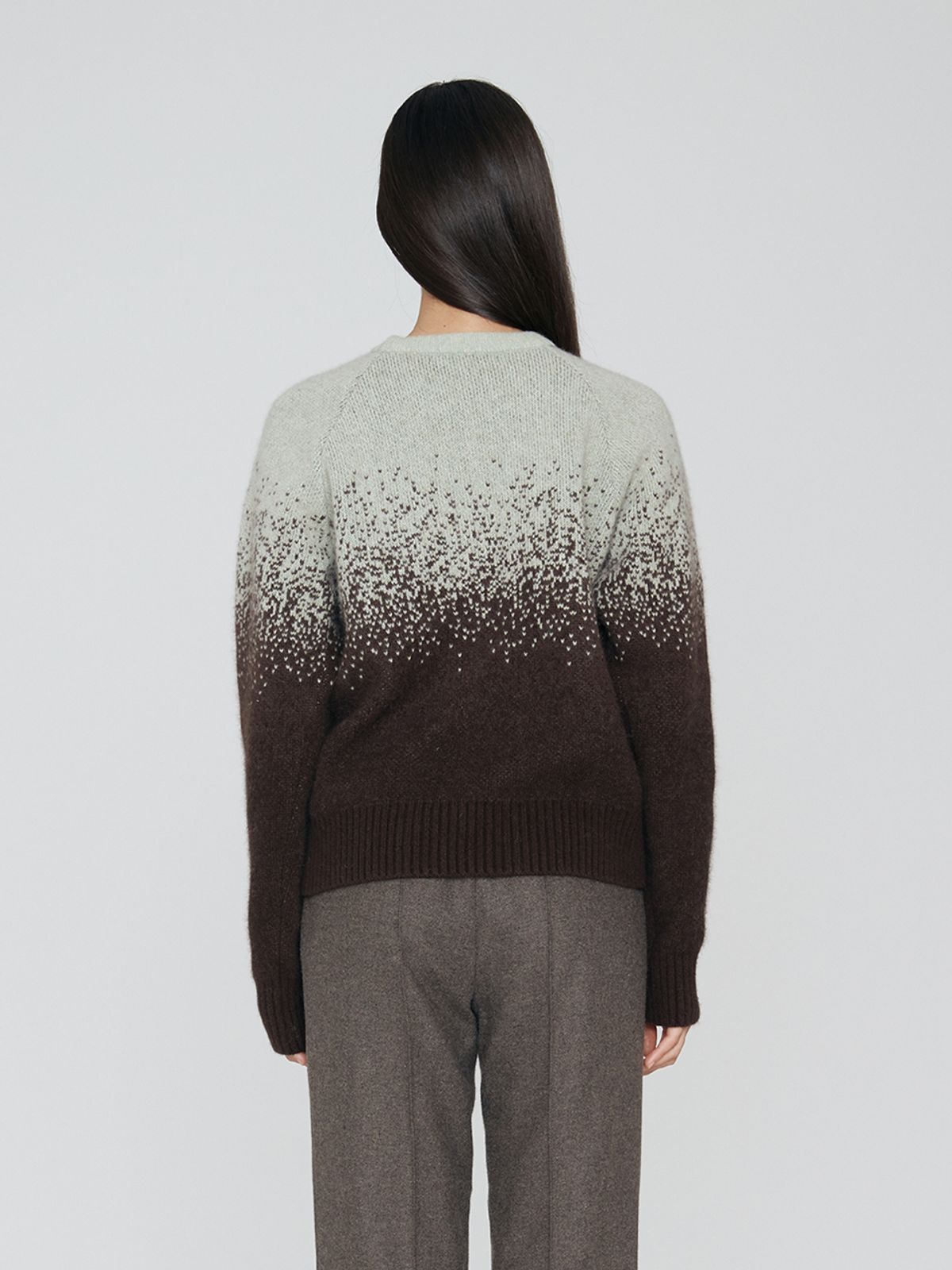 렘플레이스먼트(REMPLACEMENT) GRADATION JACQUARD PULLOVER - MINT BROWN