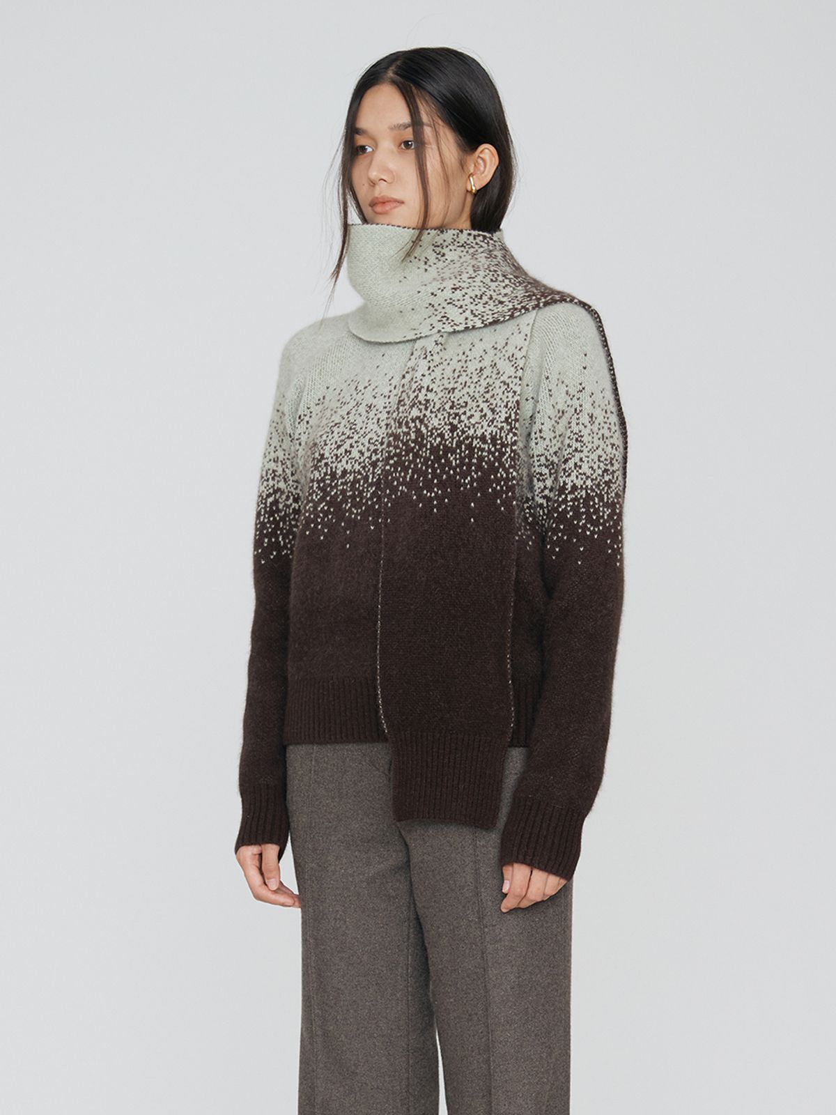 렘플레이스먼트(REMPLACEMENT) GRADATION JACQUARD MUFFLER - MINT BROWN