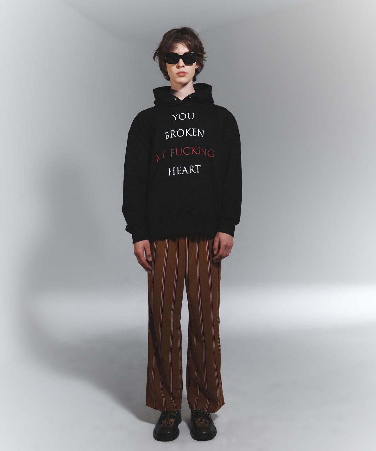 나이트플로우(NIGHT FLOW) You Broken My Fucking Heart Hoodie (BLACK)