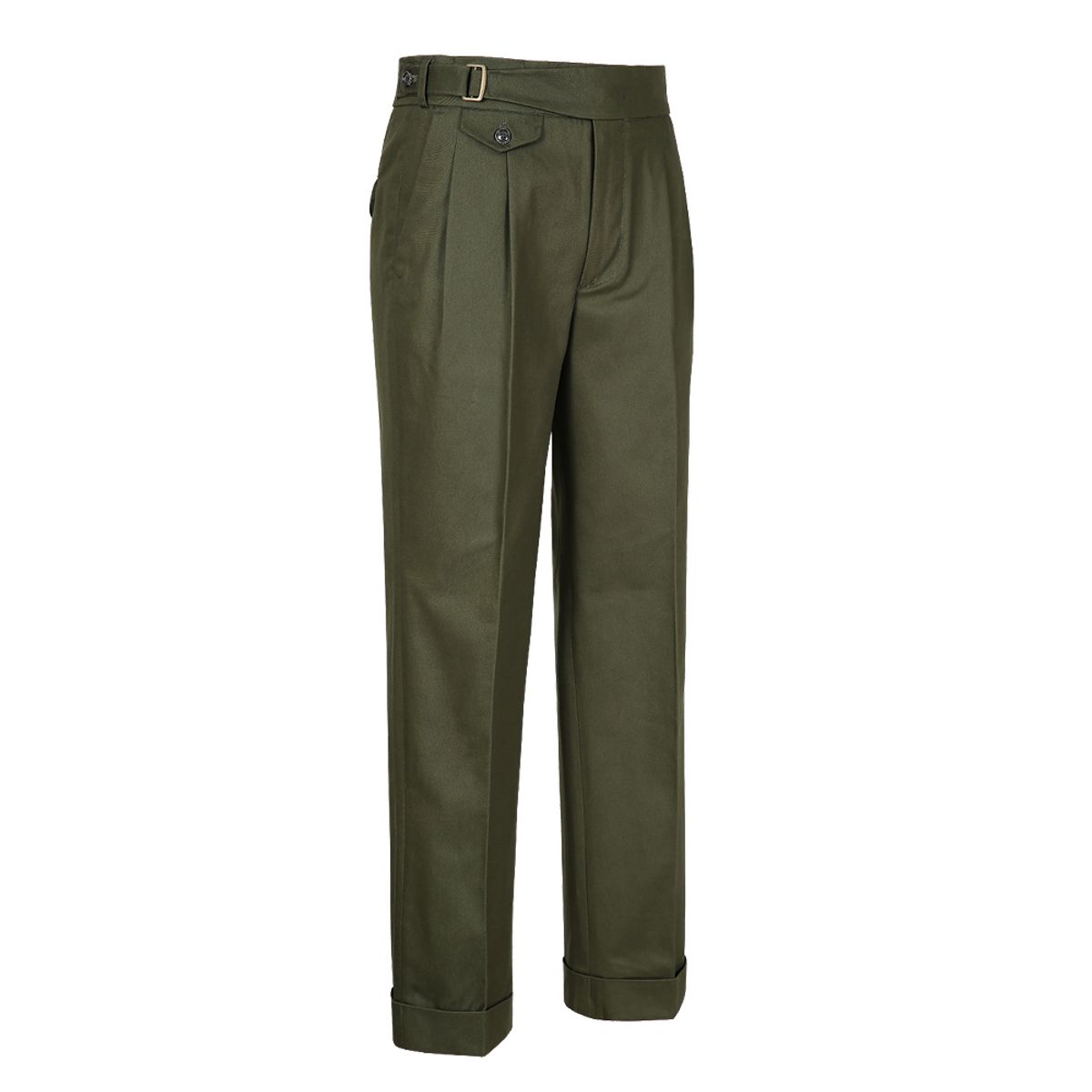 솔티(SORTIE) 20s Cotton Side Trousers (Khaki)