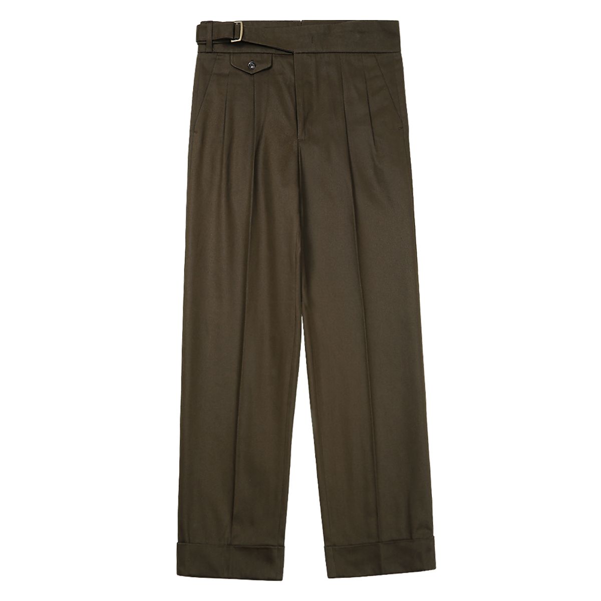 솔티(SORTIE) 20s Cotton Side Trousers (Brown)