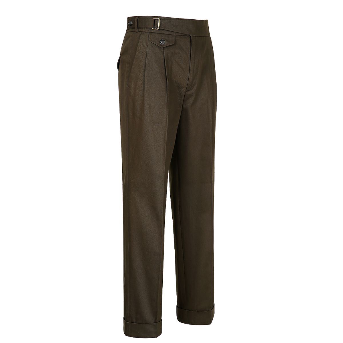 솔티(SORTIE) 20s Cotton Side Trousers (Brown)