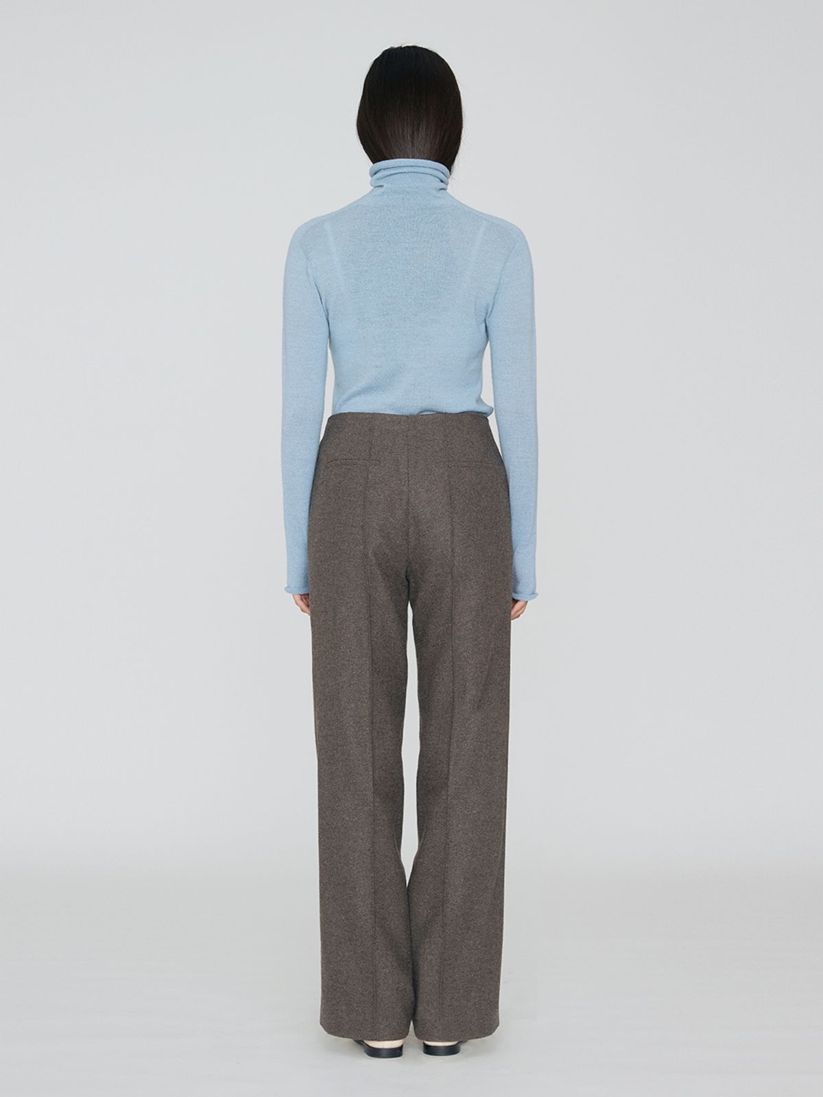 렘플레이스먼트(REMPLACEMENT) OBLIQUE LINE TROUSERS - MELANGE BROWN