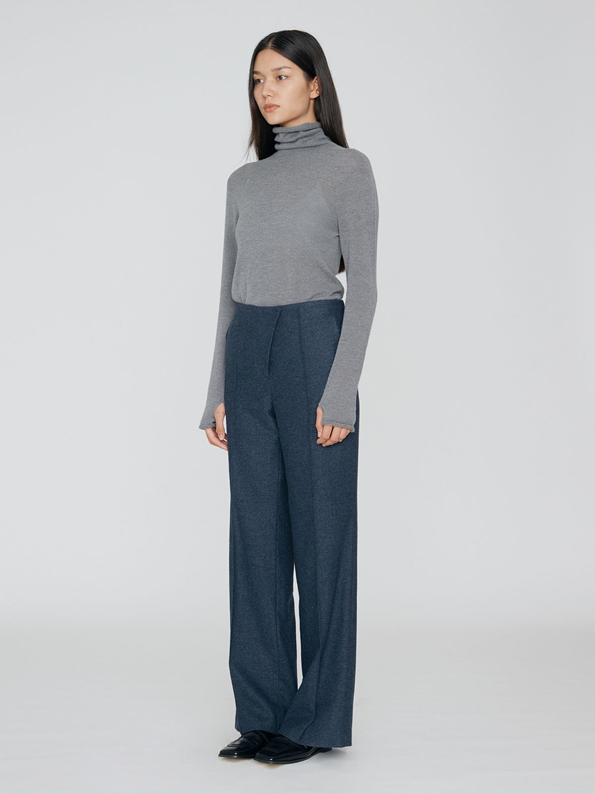 렘플레이스먼트(REMPLACEMENT) OBLIQUE LINE TROUSERS - INDIGO