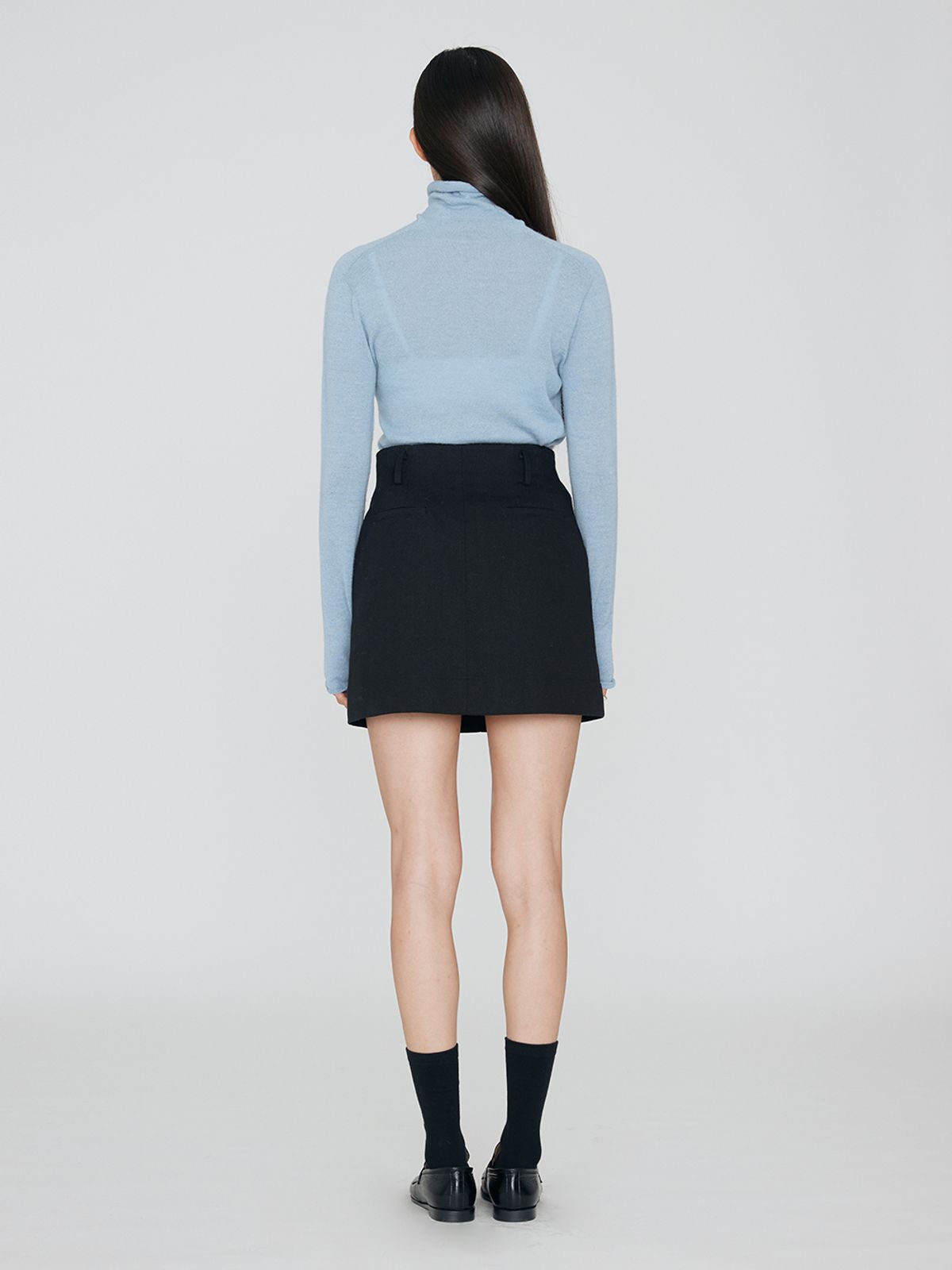 렘플레이스먼트(REMPLACEMENT) OBLIQUE LINE SKIRT - BLACK