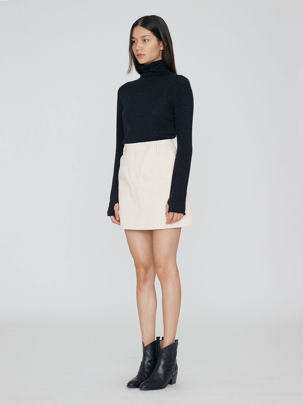렘플레이스먼트(REMPLACEMENT) OBLIQUE LINE SKIRT - IVORY
