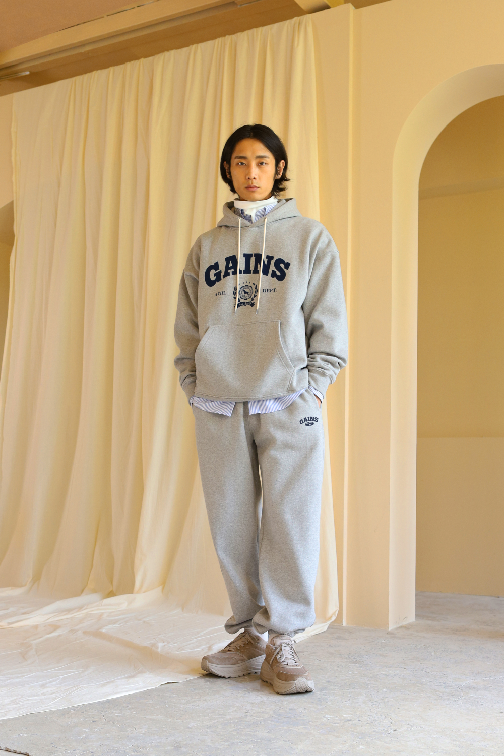 MUSINSA | GAINSBORO Laurel golden hoodie_melange gray