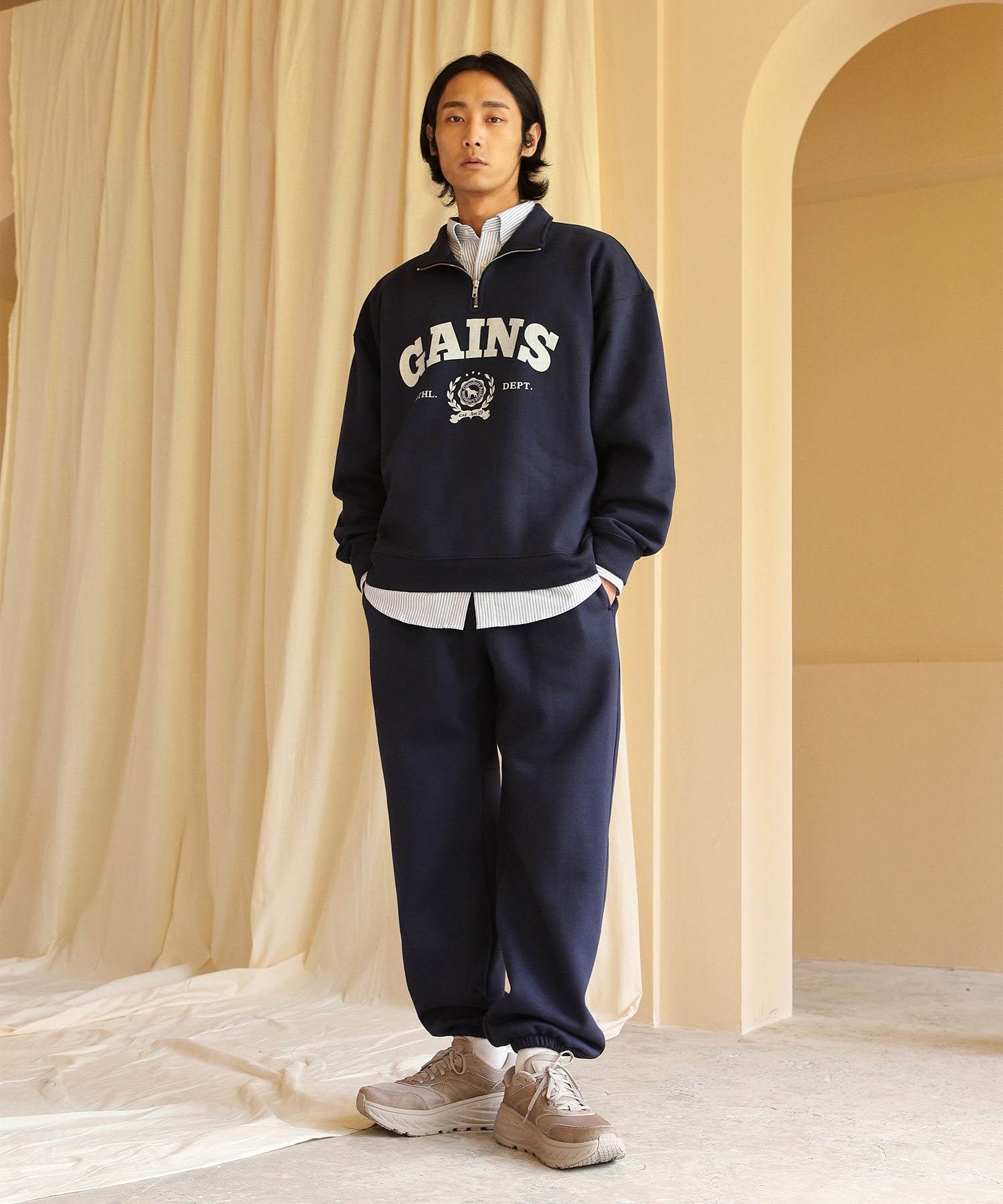 MUSINSA | GAINSBORO Laurel golden half zip-up_navy