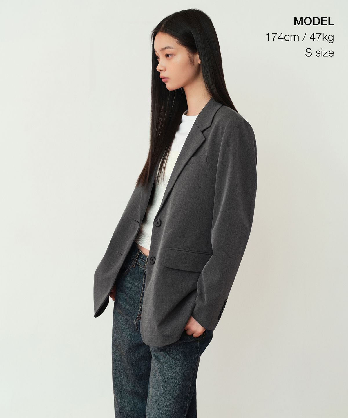 무신사 스탠다드 우먼(MUSINSA STANDARD WOMAN) 우먼즈 오버사이즈 블레이저 [미디엄 그레이]