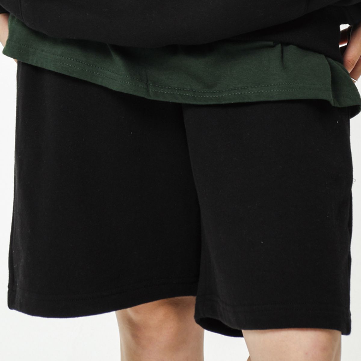 스터퍼(STUFFER) logo short sweat pants (5color/Black)
