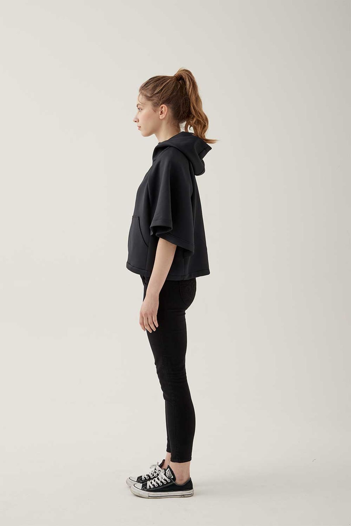 레터스(LETTUCE) 숏슬리브후디(black)