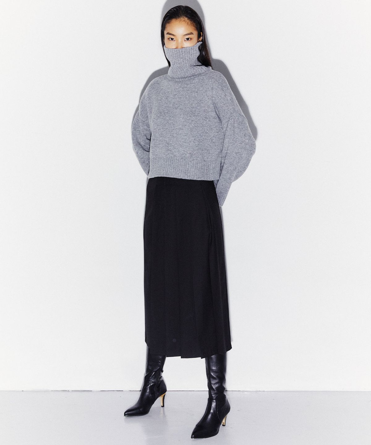 킴도(KIMDOH) MAXI PLEATS SKIRT BLACK