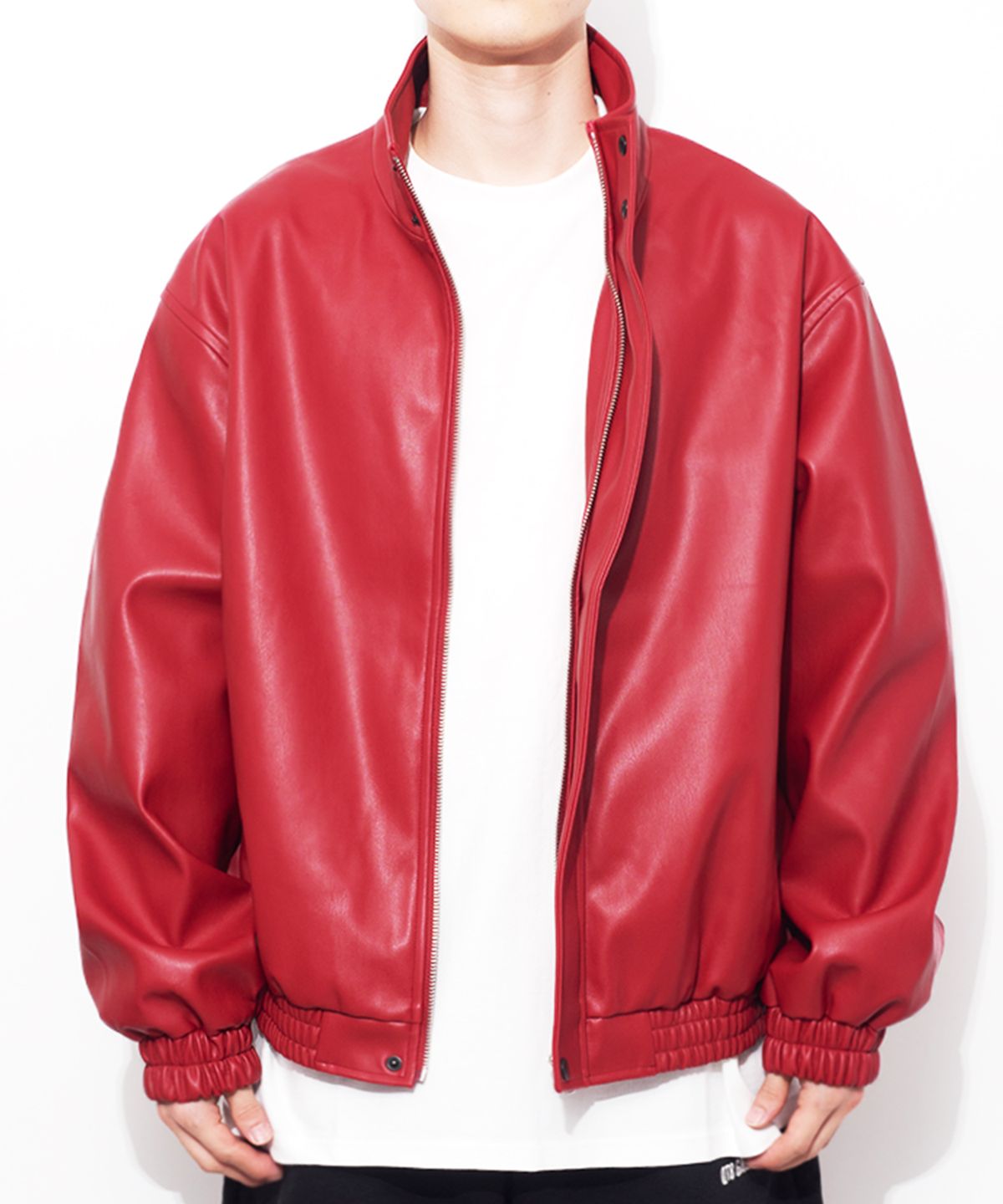 큐티에잇 가먼츠(QT8 GARMENTS) LB Synthetic Leather Hidden Jacket (Red)