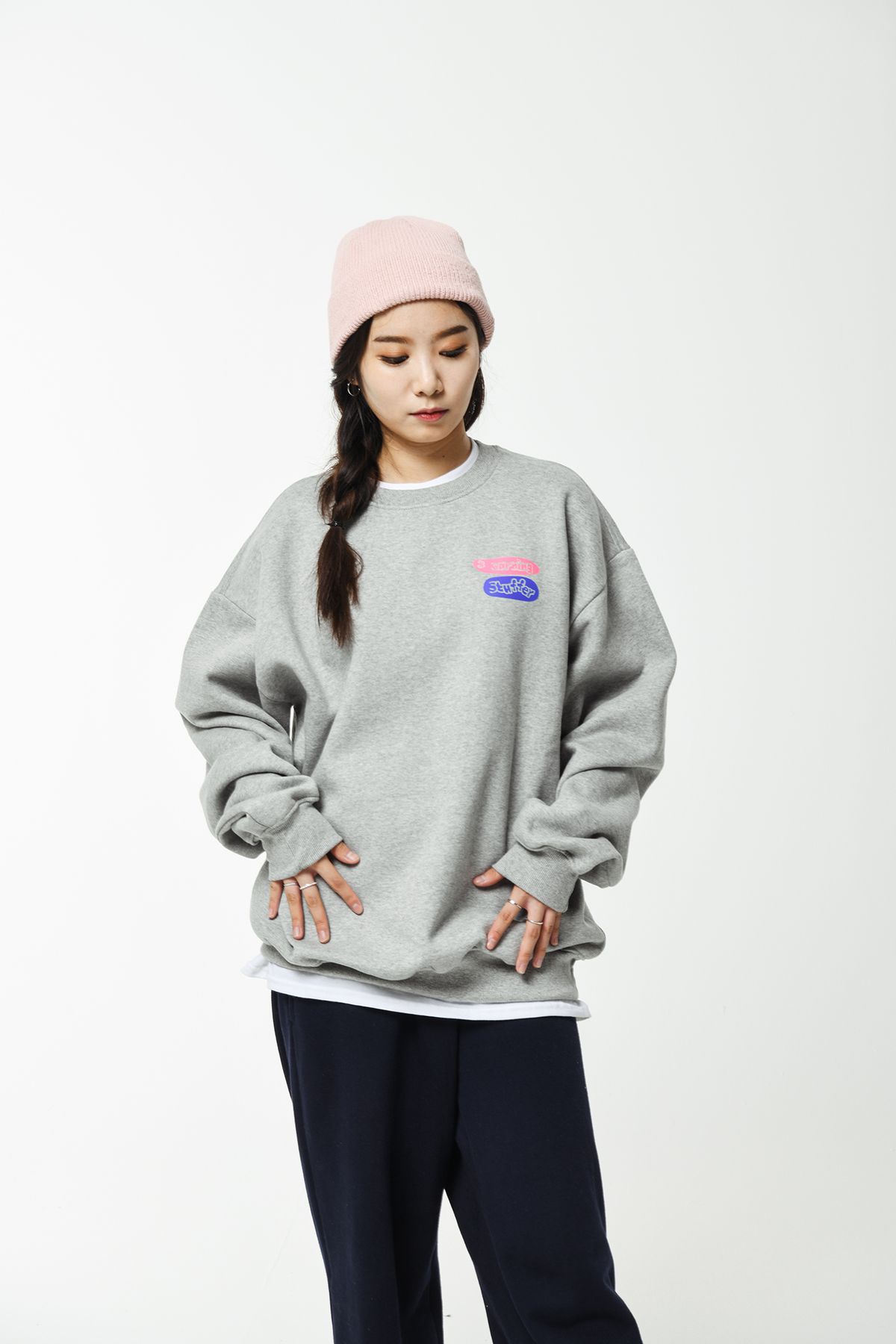 스터퍼(STUFFER) logo beanie(light pink)