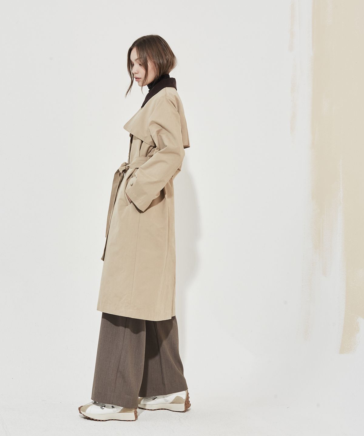 마나비스세븐(MANAVIS7) Corduroy Point Trench Coat Beige