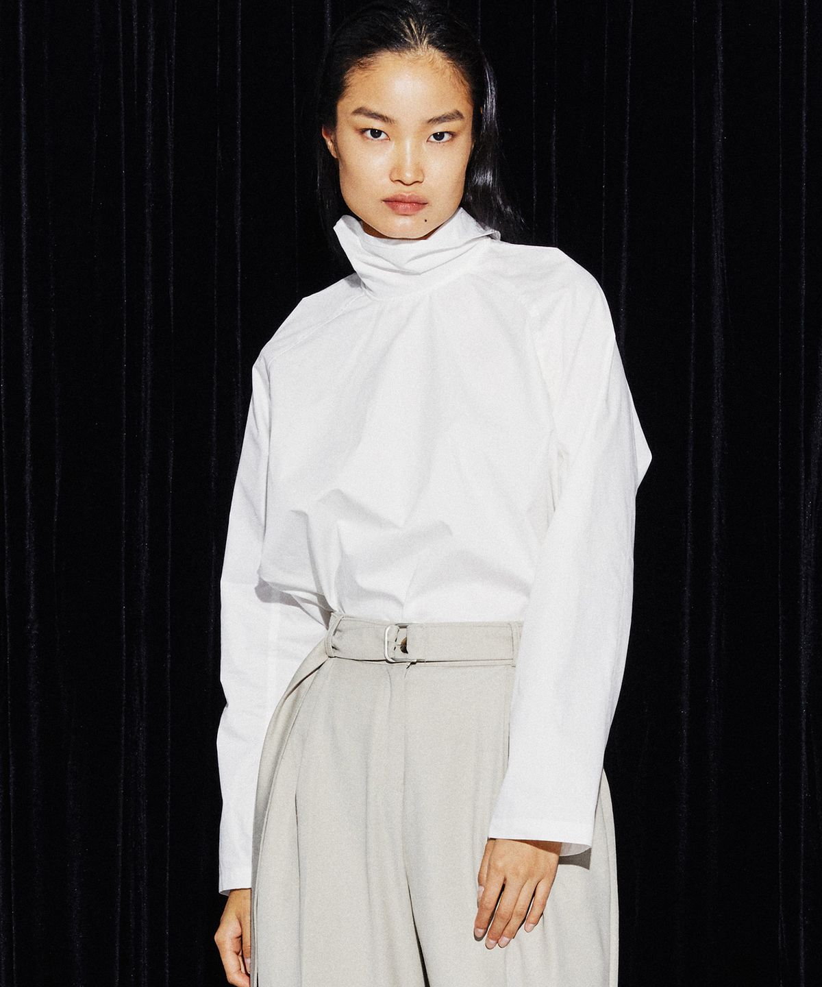 킴도(KIMDOH) HIGH NECK COTTON SHIRT WHITE