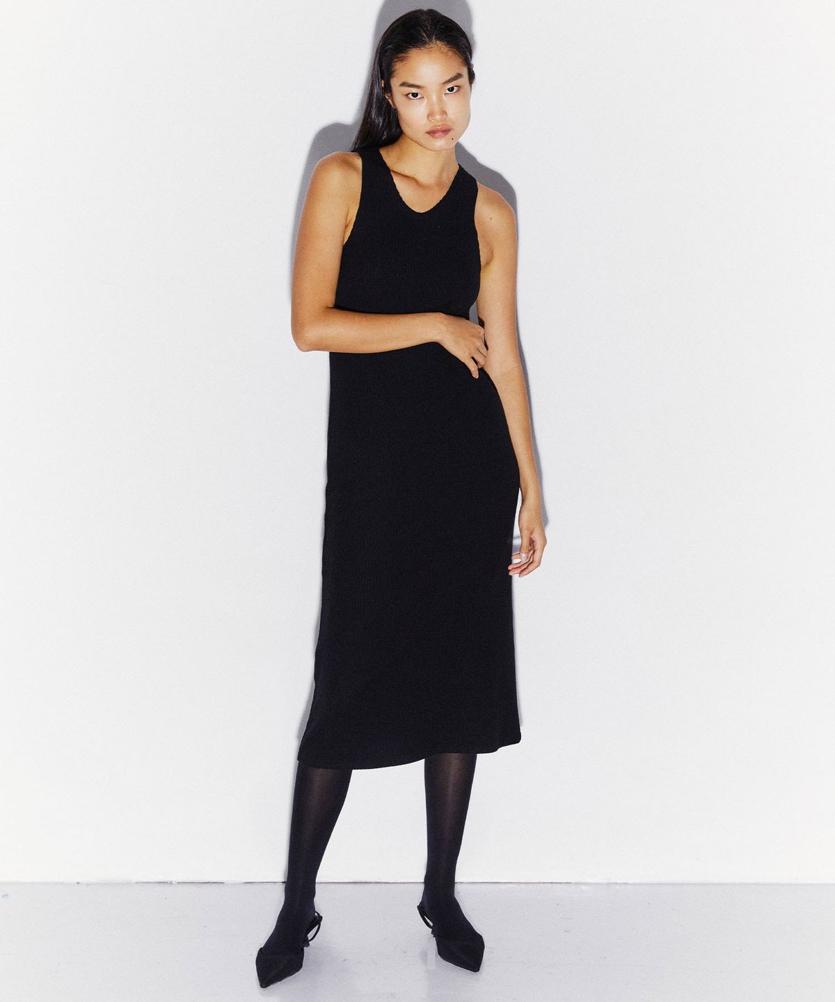 킴도(KIMDOH) CROP TURTLENECK SWEATER V-NECK DRESS SET BLACK