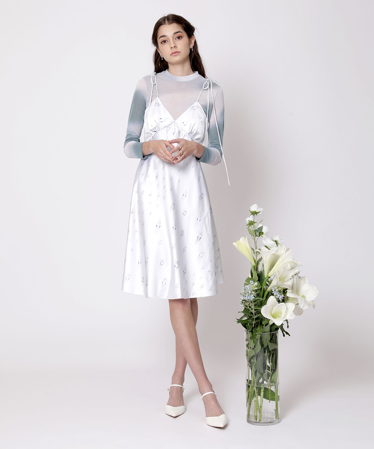아이스가든에이오공팔(ICE GARDEN A.508) Water Wave Print Mesh Top