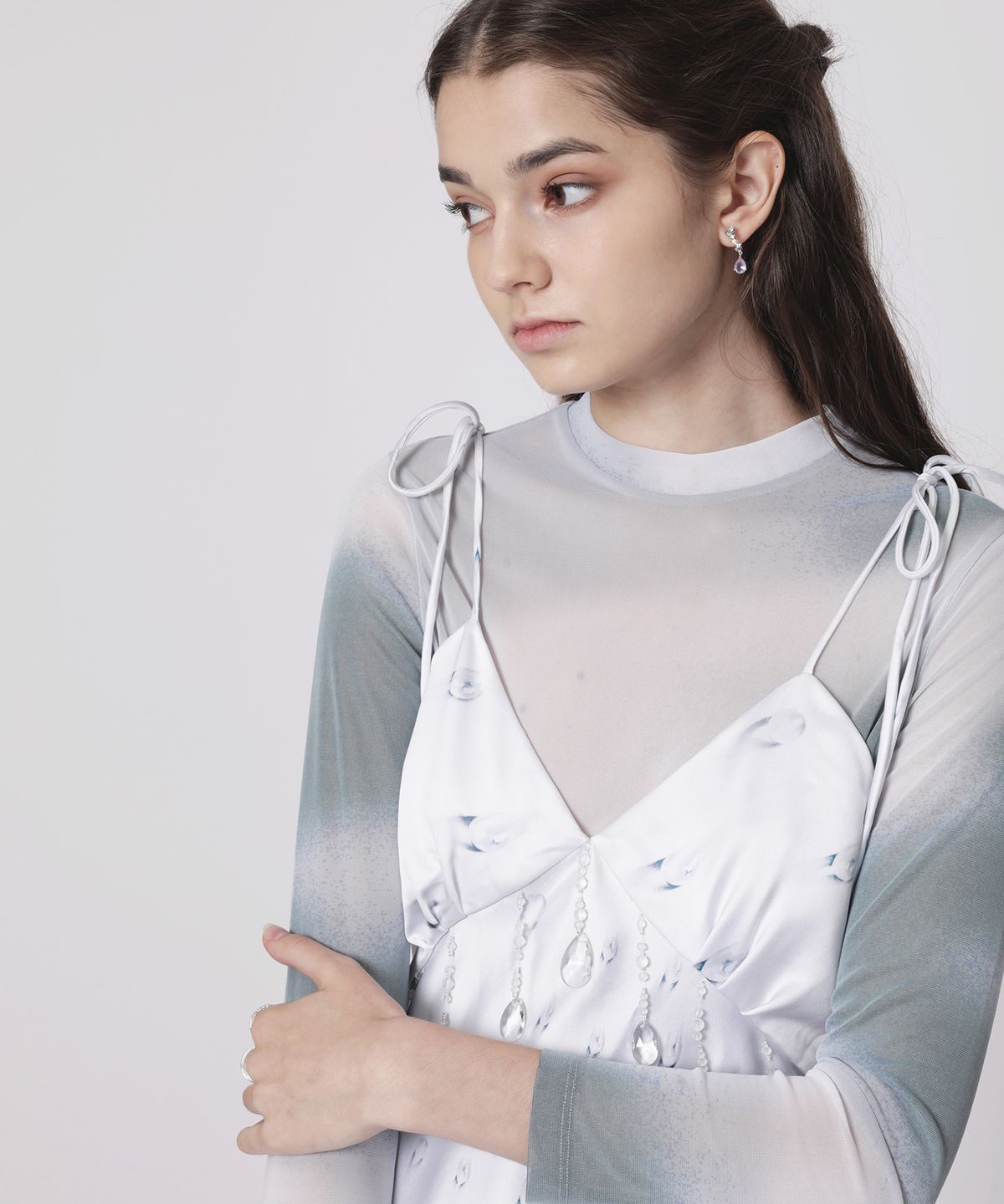 아이스가든에이오공팔(ICE GARDEN A.508) Water Wave Print Mesh Top