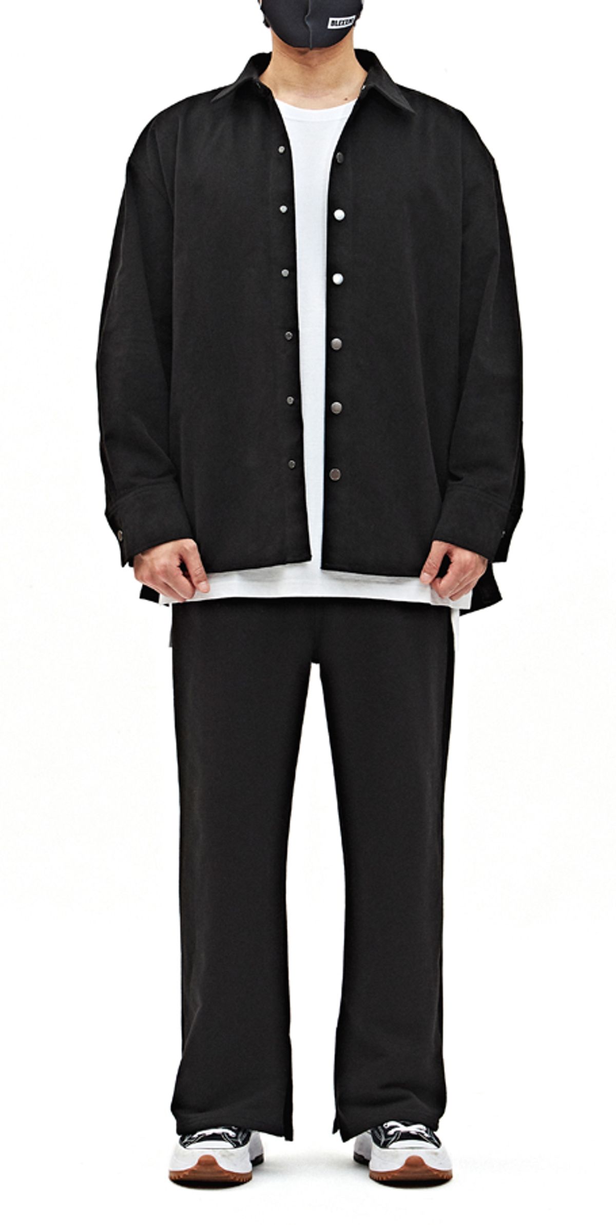 블랙스미(BLEXXME) BASIC OVERSIZE FIT SLIT SHIRT TRUCKER JACKET BLACK